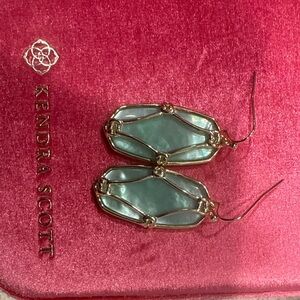 Kendra Scott Teal and Gold Drop Earrings